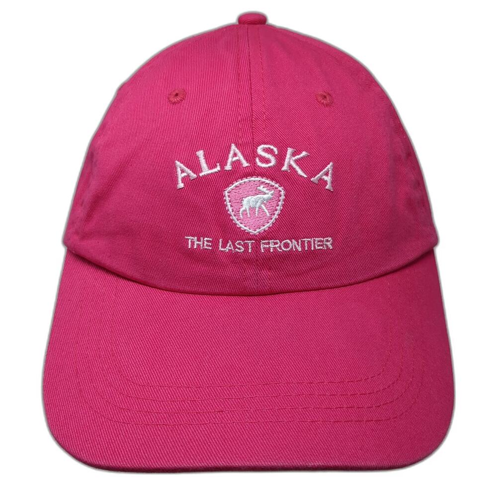 Prairie Mountain Alaska Last Frontier Pink One Size Baseball Cap Slideback Hat